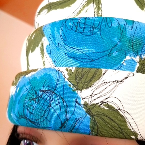 50's Whimsical Turq Stacked Layer Birthday Cake Floral Cloche Gorg Hat EUVC ooak - Picture 8 of 15